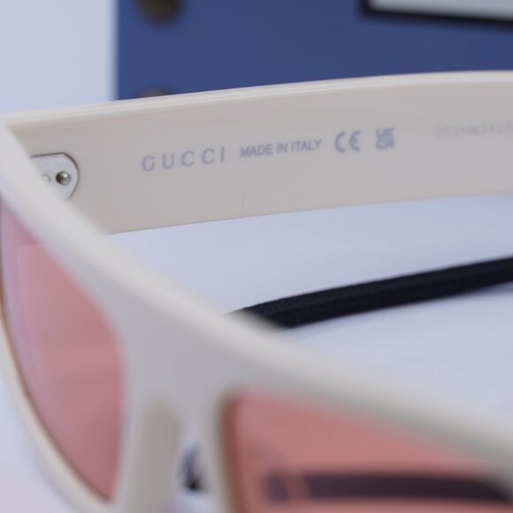 Gucci GG1634S 007 Cat Eye Sunglasses - Ivory with Black Cord/Red - Picture 6 of 11